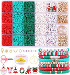 Wuollgess 3500 PCS Christmas Clay Beads Bracelet Making Kit, Polymer Heishi Beads for Jewelry Making, Letter Beads Friendship Bracelet Kit with Christmas Charms for Necklace Earring DIY - color: Christmas