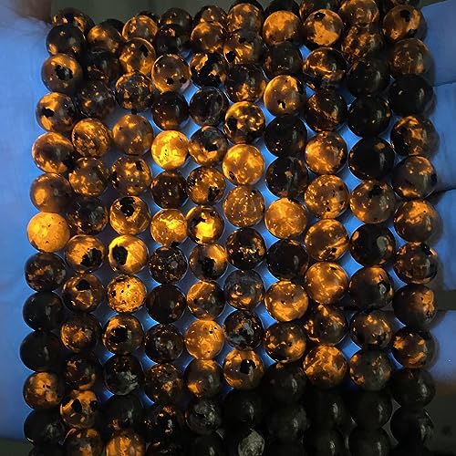 44pcs 8mm Natural Flame Yooperlite Stone Beads Round Healing Energy Power Stone Beads for Jewelry Making DIY Bracelet Necklace Earrings 15" (Flame Stone, 8mm) - color: Flame Stone, size: 8mm