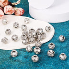 Craftdady 30Pcs Crystal Rhinestone Disco Ball Beads 12mm Rondelle Round Loose Beads Platinum Brass Spacer Beads for Bracelet Necklace Earring Craft Making - color: Platinum-12x10mm