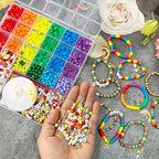 Pride Rainbow Clay Beads Bracelets Making Kit, Love is Love Beads Art DIY Craft Kit, Rainbow Color Jewelry Making Kit Party Supplies, Set of 1 Box