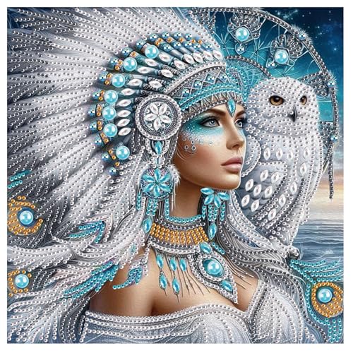 AiYuanzsh 5D DIY Special-Shaped Diamond Painting Kit – Goddess with White Owl, 30x30cm Crystal Rhinestone Art for Home Wall Decor, Gifts for Women Adults Beginners - color: Goddess & Owl