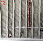 Portable Jewelry Roll Untangled Secure Necklace Travel Storage Bag Displays Holder 16 Chain (Black PU and gray velvet) - color: Black PU and gray velvet