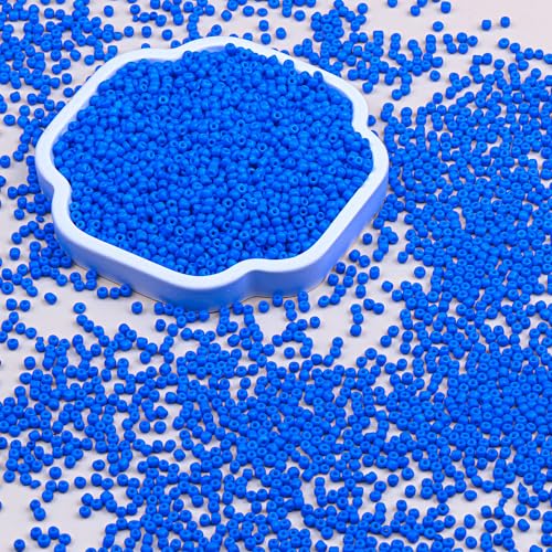 8/0 Glass Seed Beads Bulk, Blue 3mm Tiny Round Craft Seed Bead, Small Mini Pony Beads for Jewelry Making Bracelet Necklace Wrist Beading Weaving Supplies, 2500pcs - color: Blue