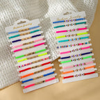COLORFUL BLING 5-12Pcs Bohemian Love Heart Bead Bracelets for Women Vinyl Disc Heishi Surfer Stackable Stretch Bracelet Summer Beach Boho Jewelry - color: 12pcs mix heart
