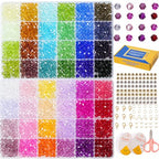 YITOHOP Bicone Glass Beads,1500pcs 48 Colors 6mm Sparkly Crystal Beads, Faceted Bracelet Beads Loose Craft Bead for Friendship Bracelet Necklace Earring Jewelry Making - size: 6mm