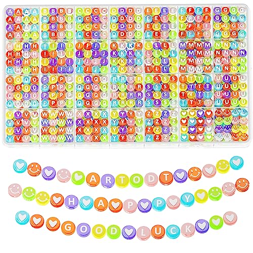 ARTDOT 1400 Pieces Letter Beads for Friendship Bracelets Making Kit, 28 Styles Assortment Jewelry Making Supplies Alphabet Beads Set with Cases Preppy Crafts Gifts - color: Multicolor Letter Transparent Bead