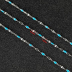 UMAOKANG 5 Meters Silver Chains for Jewelry Making Stainless Steel Necklace Chains Bulk Blue Oil Drip Craft Chain Spool Jewelry Supplies - color: Steel-Blue