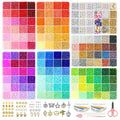 Redtwo 3mm 45000pcs Glass Seed Beads Kit, 7 Boxes 144 Colors Small Beads for Bracelets, Friendship Bracelet Kit with Charms and Letters
