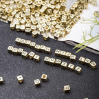 ToBeIT 1000Pcs Letter Beads Gold Letter Bead Acrylic Alphabet "A-Z" Cube Beads for Jewelry Making, Bracelets, Necklaces - color: gold - other