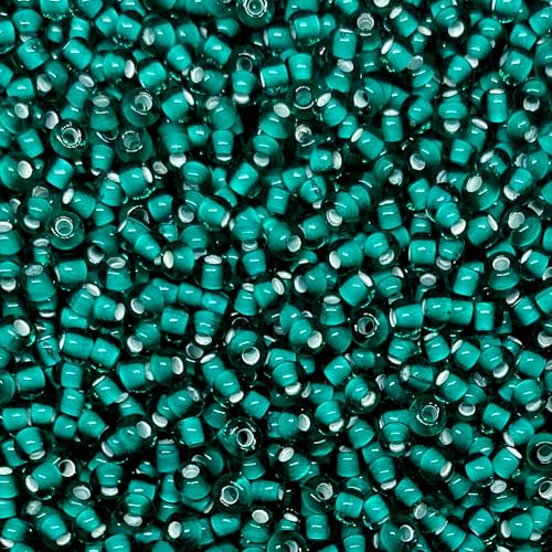 Czech 8/0 Silver Lined Glass Seed Beads 20 Grams 800 Pcs Multi Colors (Petrol Green) - color: Petrol Green