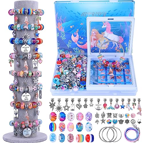 AIPRIDY Charm Bracelet Making Kit,Unicorn Mermaid Crafts Gifts Set Can Inspires Imagination and Creativity,Jewelry Making Kit Perfect Gifts for Girls 5-12 Years Old(72 Pieces Mermaid Aqua) - color: 72 Pieces Mermaid Aqua