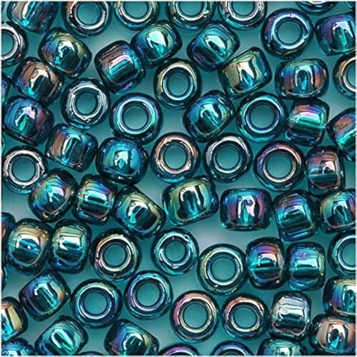Toho Round Seed Beads 6/0#167BD 'Transparent Rainbow Teal' 8 Gram Tube