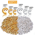 Aylifu 600pcs 3mm/4mm/5mm Crimp Bead Knot Covers Half Round Open Crimp Beads Crimp Bead Covers for DIY Jewelry Crafts Making - color: Gold,sliver(0.12/0.15/0.19inch)