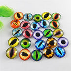 Julie Wang 15mm 40pcs Mixed Dragon Eyes Round time gem cover Glass Cabochon Dome Cameo Pendant Settings - size: 15MM-40PCS