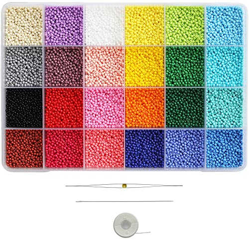 Bala&Fillic Size Almost Uniform 2mm Round Seed Beads About 20000pcs in Box, 12/0 small Seed Beads for Jewelry Making (About 850pcs/Color, 24 Colors) - color: 24 Colors Matte Opaque -Size 2mm