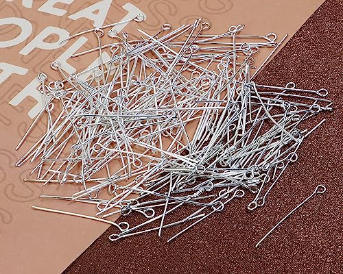 Shapenty 200PCS Mini Metal Wire Eyepins Beading Small Open Eye Head Pins Needles Bulk for DIY Craft Bead Earring Pendant Necklace Bracelet Jewelry Charm Finding Making (30mm/1.18Inch, Silver) - color: Silver, size: 30 mm