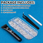 BELLEBOOST Nail Art Rhinestone Glue Gel&1 Box Flatback Gems Kit, 1 Tube of 15ml Rhinestone Gel Glue(UV/LED Needed)+Round Glass Crystal Clear Gemstones with Pickup Tools - color: A08-Clear
