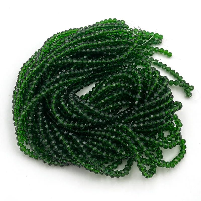 415pcs Rondelle Crystal Glass Beads 2mm 4mm 6mm 8mm Mixed Sizes, Faceted Briolette Spacer Czech Seed Loose Beads for DIY Jewelry Making (Dark Green) - color: Dark Green
