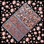 10000Pcs 2-Boxes Mixed Size Hot Fix Round Crystals Gems Glass Stones Hotfix Flat Back Rhinestones with Tweezers and Picking Pencil (Champagne) - color: Champagne, size: 2-Box (10000pcs)