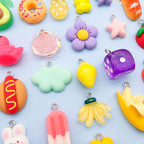 Ximimark 40 pcs Mixed 10/20pcs Random Styles Colorful Resin Cute Imitation Animal Fruit Food Series Charms DIY Handmade Pendants For Necklace Bracelets Earrings Jewelry Making Findings