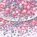 60g Mixed Pearls and Rhinestones, Flatback Rhinestones and Pearls for Nails Face Art, Crafts Tumblers Shoes, Light Pink|Light Gray|Silver - color: Pink Elephants | Mix Light Pink | Light Gray | Silver