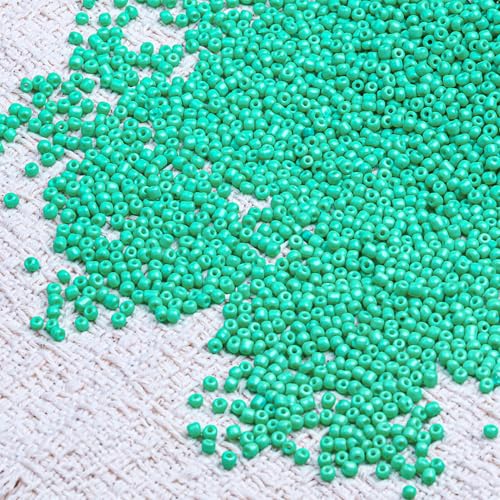 2000pcs Glass Seed Beads Bulk, 4mm 6/0 Mini Pony Spacer Small Individual Color Seed Beads for DIY Bracelet Necklaces Wrist Jewelry Making, Light Green - color: Light Green