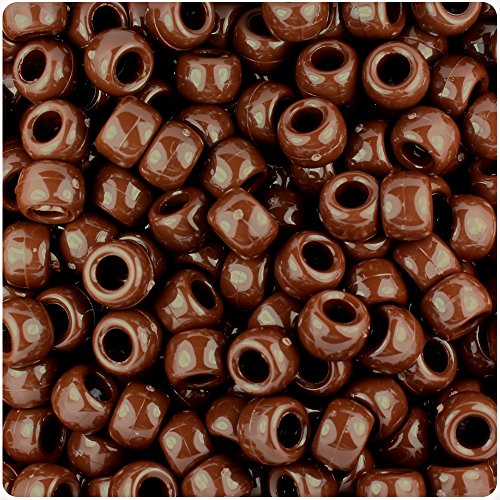 BeadTin Chocolate Opaque 9mm Barrel Plastic Pony Beads (500pcs)