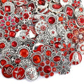 10PCs Mixed Style Rhinestones Snaps Jewelry Charms Buttons 18/20mm for Interchangeable Snaps Jewelry Making Women DIY Button Bracelets Necklaces Rings Brooch Accessories(Red) - color: Red