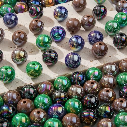 16mm Acrylic Beads 100pcs Ab Halloween Color Bead Chunk Bubblegum Beads for Pens for Necklace Jewelry Bracelets DIY Crafts Making (Navy Blue&Dark Green&Dark Coffee&Black) - color: Navy blue&dark green&dark coffee&black