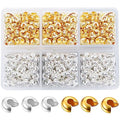 600 Pieces Crimp Bead Covers 4mm Open Half Round Crimp Bead Knot Cover Small Beads for Jewelry Craft Making - color: Gold & Silver