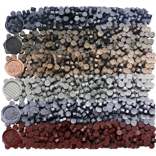 600pcs Black & Deep Series Wax Seal Beads,6 Assorted Deep Color Sealing Wax Beads Ideal for DIY Waxing Stamp Wedding Letter Envelope Decor Wine Bottle Sealing (Deep Color Series) - color: Deep Color