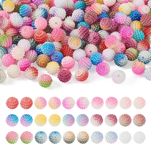 150Pcs 10mm Bubblegum Beads Acrylic Round Berry Beads Imitation Pearl Loose Spacer Bead Colorful Gumball Bead 15 Colors for DIY Crafts Bracelet Necklace Earring Jewelry Making - color: Mixed Color-C, size: 10mm