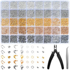 2425pcs Crimp Beads Jewelry Making Kit, Funtopia Crimp Tubes, Crimp Covers, Wire Guards, Lobster Clasp, Jump Ring for Bracelet Earring Necklace Making DIY Jewelry Repair Kit Supplies