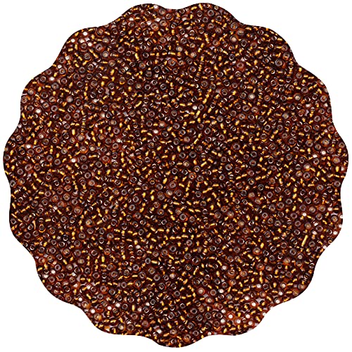 5100 Pcs Size 8/0 Glass Seed Beads, 3 mm Metallic Amber Small Mini Spacer Loose Pony Beads for Jewelry Making and DIY Crafts - color: Metallic Amber, size: Medium