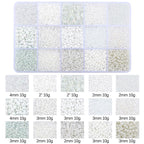 Mix 15 Color Glass Seed Tube Beads Glass Bugle Beads Loose Kit for Jewelry Making DIY Craft Beading (Mix 15 Color, White) - color: White