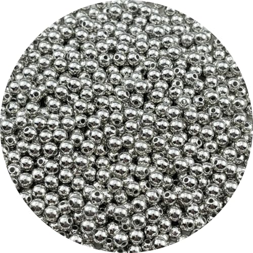 1000pcs Silver Plated Round Beads for Craft 6mm Smooth Round Ball Spacer Beads for Jewelry Making DIY Necklaces Bracelets Earrings Decoration - color: Silver, size: 6mm