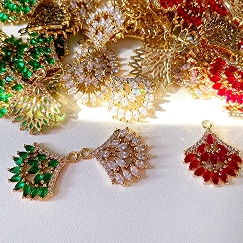Crystal Zirconia Gold Plated Brass Charms for Jewelry Making Bracelet Necklace Earring Pendant Craft Supplies DIY Accessories - color: FlowerC-Mix-6Pcs