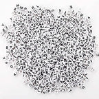 Augshy Alphabet Beads, 1000PCS White Letter & Number Cube Beads for Jewelry Making DIY Necklace & Bracelet (6mm)