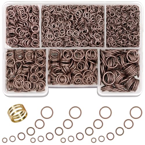 Red Copper Jump Rings for Jewelry Making 6 Sizes with Open/Close Tools 1400 Pcs Stainless Steel Jump Rings for Necklace Bracelet Repair Keychains Jewelry Making Supplies(Red Copper) - color: Red Copper