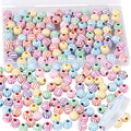 100pcs Volleyball Beads with 5.5 Yard Elastic Rope,Acrylic Sports Beads DIY Spacer for Necklace Bracelet Keychains Handmade Jewelry Making Accessories Craft Supplies,12mm(Rainbow Volleyball) - color: Rainbow Volleyball