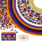 Ferraycle 5700 Pcs Fall Halloween Clay Beads Set Christmas Clay Beads Holiday DIY Jewelry Making Kits for Bracelet Necklace Earring(Black, Purple, Orange, White) - color: Black, Purple, Orange, White