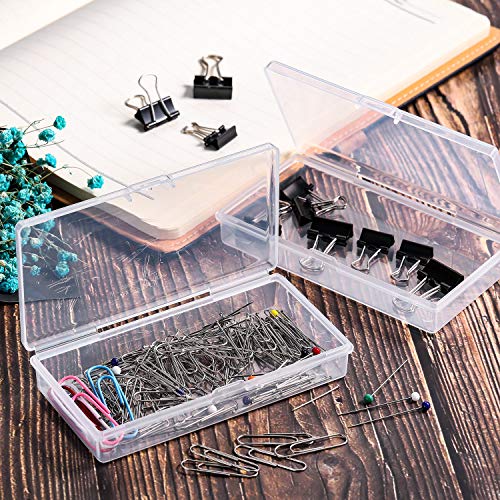 SATINIOR Pack of 12 Clear Plastic Bead Storage Containers with Hinged Lids for Beads and More (12.8 x 6.1 x 2.45 x 2.9 inches) - size: 4.8 X 2.45 X 0.9 Inch
