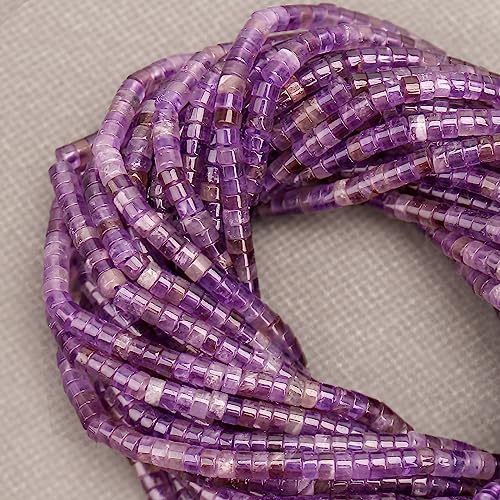 BONNY BOXX 150PCs Natural Amethyst Spacer Beads, Loose Semi Precious Flat Round Gemstone Heishi Disc Stone Beads for Beading Jewelry Making 4mm*2mm - color: Amethyst, size: 4MM*2MM