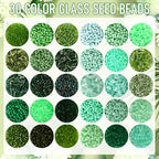 Jexine 2 Sets 30 Colors Glass Seed and Bugle Beads Kit Small Loose Craft Beads for Jewelry Making DIY Crafts Bracelets and Necklaces (Green, Cyan) - color: Green, Cyan