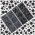 10000Pcs 2-Boxes Mixed Size Hot Fix Round Crystals Gems Glass Stones Hotfix Flat Back Rhinestones with Tweezers and Picking Pencil (Hematite Black) - color: Hematite Black, size: 2-Box (10000pcs)