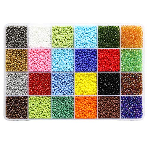 8/0 Glass Seed Beads About 7200 pcs in Box 24 Colors Size 3mm Craft Seed Beads for Making Bracelet Necklace Earring Jewelry - color: 24 Colors Lot 2, size: 3mm