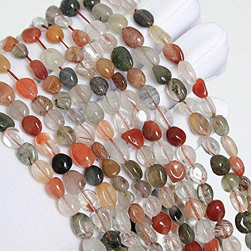 MJDCB Natural Irregular Shape Stone Beads 6-8mm Colour Quartzrutilated Gemstone Energy Cured for Jewelry Making Necklaces - color: Colour Quartzrutilated