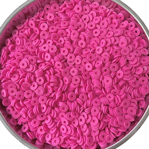 3000Pcs Flat Round Polymer Beads Vinyl Heishi Beads for Jewelry Making Women Necklace Bracelet Earrings (14-Rose Red) - color: 14-Rose Red