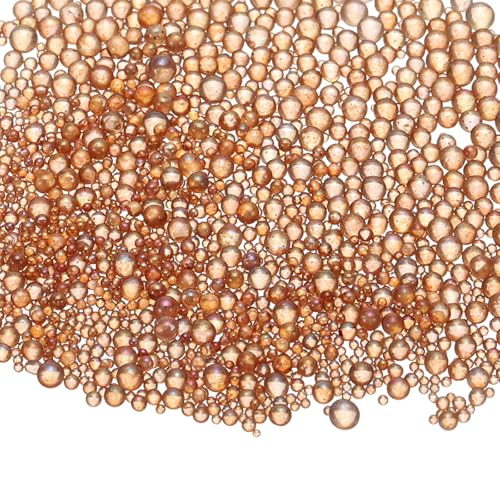 Iridescent Glass Tiny Bubble Beads, 0.4-3mm 20g No Hole Micro Mini Round Coffee Brown Water Droplets Beads - Applications: for Resin, Nail Art, Dollhouse Bath Tub, 2-Pieces - color: Coffee Brown, size: φ0.4-3mm