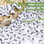 100Pcs Letter Beads 4x7mm White Round Acrylic Alphabet Beads Letter E Beads for Jewelry Making DIY Bracelets Necklaces Key Chains - color: E 100Pcs